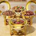 Chafing Dishes for Buffet 4 Pack, 6QT Round with Glass Lid