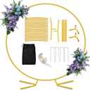 Antizz 8FT Round Arch Backdrop Stand, Gold Circle Balloon Arch Frame Stand Heavy Duty Wedding Arches with Upgrade base for Ceremony Birthday Party Anniversary Bridal Graduation Decoration