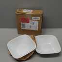 Corelle Vitrelle 2-PC Large 1-Qt Glass Serving Bowl, Crack and Chip Resistant, Square Serving Trays, White