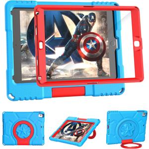 Kids Case for iPad 5th/6th Generation 9.7-inch 2017/2018 Release, Lainergie iPad Air 2 Case with Screen Protector, iPad Pro 9.7 Protective Cover Case Lightweight Shockproof with Handle Stand,Blue