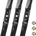 3 Pack 942-05056A Lawn Mower Blades with Nuts for ZT1 54, ZT2 54, RZT L54, RZT S54, XT1 LT54 Replace Troy Bilt Craftsman Cub Ca det 54 inch Mower Blades 742-05056A, 490-110-C143, High Lift