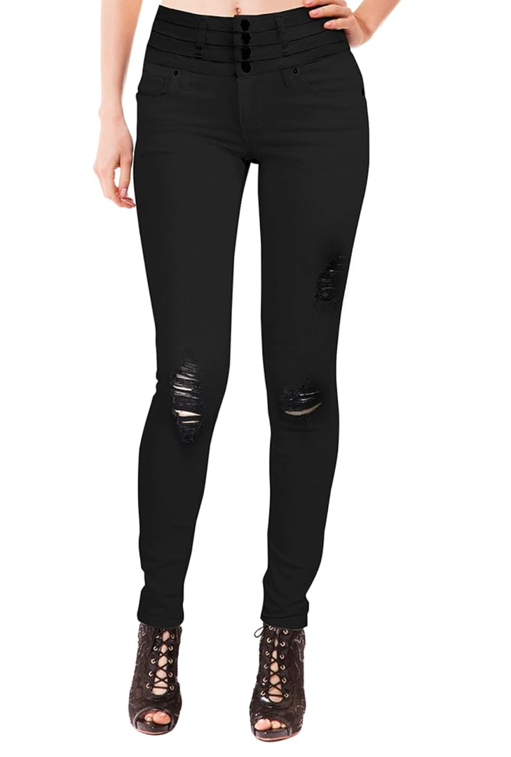 Hybrid & Company Women’s Classic Denim Mid Rise Skinny Jeans Super Stretch Pants, 16
