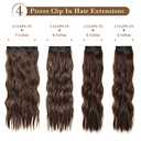 REECHO Hair Extensions, 4PCS Clip in Hair Extensions HE001 Natural Soft Synthetic Hairpieces for Women, Chocolate Brown