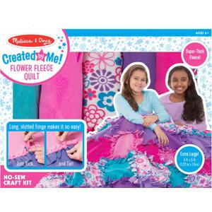 Melissa & Doug Created by Me! Flower Fleece Quilt No-Sew Craft Kit (48 squares, 4 feet x 5 feet)