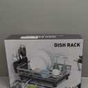 MOUKABAL Dish Drying Rack, Dish Rack, Stainless Steel Dish Racks for Kitchen Counter, Dish Drainer with Removable Utensil Holder, Drainboard (White,13''W x 17''L)