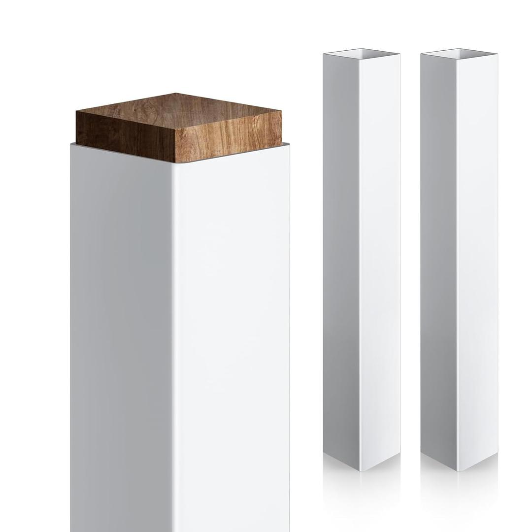 Thyle 2 Pcs 6 x 6 x 39.4 Inches Post Sleeve Vinyl Post Wrap Cover White Column Wraps for Porch Weatherproof Outdoor for Lasting Durability Easy Installation on Patio Decks Porches Mailbox