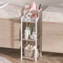 Hair Tool Organizer Bathroom Storage Shelf 3-Tier Hair Dryer Holder with 3 Grids, Slim Freestanding Floor Stand Flat/Curling Irons Hair Straighteners Holder -White
