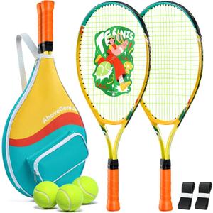 AboveGenius Kids Tennis Racket Set, 21/23/25 inch Tennis Racket for Toddler Youth Starter Kit, 3 Balls, 2 Lightweight Racquets with Easy Carrying Shoulder Strap Bag