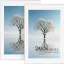 24x36 inches Metal Picture Frame For Wall With Mat For 20"x30", 24''x36'' Aluminum Photo Frames With Tempered Glass For Home Decor, Minimalist Modern Poster Frame Horizontally Vertically Set of 2, Silver