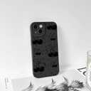 NITITOP Compatible with iPhone 13 Mini Case Cute Cherry Bow Ribbon Pattern for Girls Women Soft TPU Durable Full Camera Lens Shockproof Protective Cover - Black