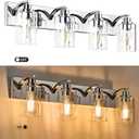 4-Light Bathroom Light Fixtures Modern Chrome Vanity Lights for Bathroom Lighting Fixtures Over Mirror with Clear Glass Shade for Cabinet Mirror Bedroom Hallway