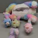 5 Pieces Caticorn Plush Toy Set 16 Inch Mommy Cat Unicorn Stuffed Animal with 4 Cute Plush Baby Kittens Pastel Rainbow Caticorn Toy Set for Boys Girls Birthday Gift Kpop Party Favors