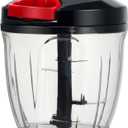 Ourokhome Manual Food Processor Vegetable Chopper, Portable Hand Pull String Garlic Mincer Onion Cutter for Veggies, Ginger, Fruits, Nuts, Herbs, etc., 900ml, Black