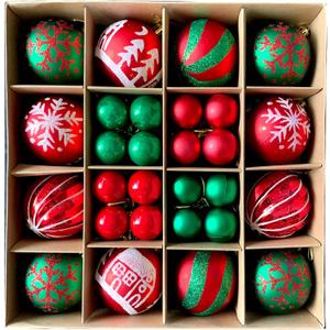 Latest Christmas Ornaments 2025, 44Pcs Christmas Balls Ornaments for Tree, Green Red Shatterproof Hanging Christmas Tree Decorations for Holiday Party Decor
