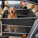 PETICON Dog Car Seat for Large Medium Dogs, One-Piece Hard Bottom Back Seat Extender for Dogs with 2 Mesh Windows, Waterproof Pet Carseat with Storage Pocket for Cars, SUVs and Trucks