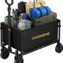 VIVOHOME Collapsible Wagon Cart Lightweight Portable Folding Utility Wagons with All-Terrain Wheels for Grocery Sports Garden Shopping Camping
