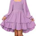 blibean Tween Girls High Low Hem Dresses Size 4-15 Years, (10-11)XL