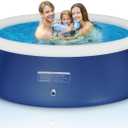 2025 Upgrade 10'*30" Round Inflatable Above Ground Swimming Pool Fast Easy to Set Up Blow Up Pool for Summer Outdoor Garden Backyard Childen Adults Dark Blue
