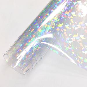 12x53 Inch Iridescent Gem Patterns Clear Film Laser Mirror Rainbow Transparent PVC Waterproof Vinyl for Sewing Crafts Decoration