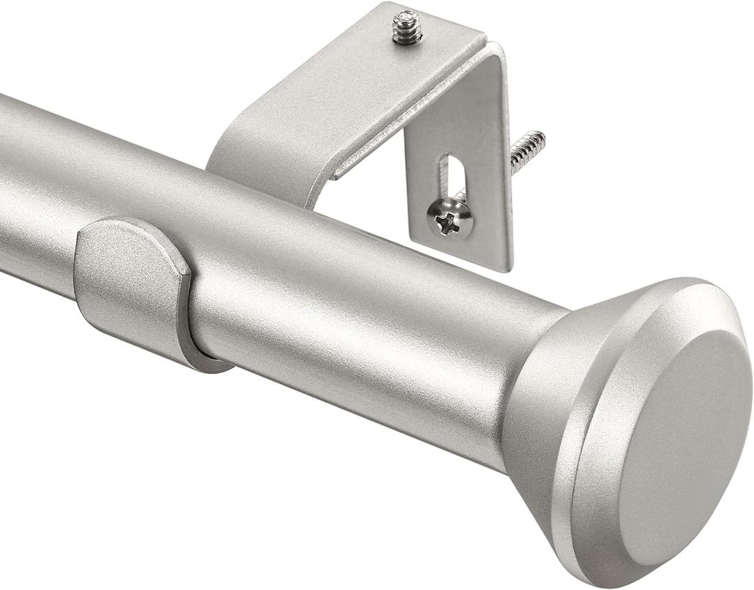 SIMEWIN Heavy Duty Silver Curtain Rods for Windows 28 to 48 Inches, Silver 1" Adjustable Curtain Rods with Diamond Finials for Bedroom, Living Room, Patio, Kitchen