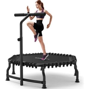 ANCHEER 50" Rebounder Trampoline for Adults- 2026 Foldable Mini Trampoline with Bar- Exercise Trampoline for Adults, Max Load 560lbs, for Indoor/Garden Workout