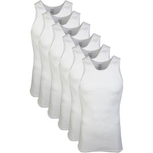 Gildan Men's A-Shirts Tanks Multipack (White (6-pack))