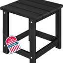 LZRS Square Patio Side Table, Heavy Duty HDPE Outdoor End Table with Wood Texture, Weatherproof Composite Table for Adirondack Chairs, Deck, Pool, Indoor/Outdoor, No Peeling or Cracking(Black)