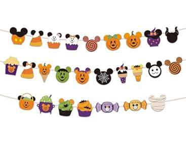 Mickeey Mouse Halloween Decorations Banner Pumpkin Style Halloween Banner Trick or Treat Halloween Garland Candy Banner for Halloween Party Decorations