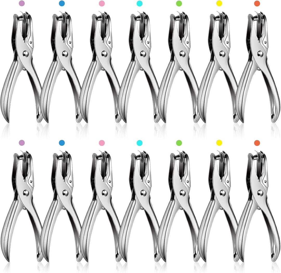 Lanties 24 Pack 1 Hole Punch 1/4 Inch Single Hole Puncher Metal 5 Sheet Capacity Single Punch Set Back to School Silver Paper Punches for Greeting Cards Scrapbook Notebook Puncher Paper Hand Tool