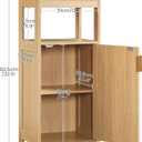 Bathroom Cabinet, Freestanding Bathroom Storage Cabinet with Door and Shelves, Small Floor Storage Cabinet, Narrow Bathroom Table, Fluted Door, Gold Handle, for Bathroom, Living Room, Natural, 13.8"L x 11.8"W x 32.5"H