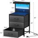 SZLHANJZ LED Nightstand Set of 2, Night Stand with 3 Drawers and Type C Charging Station, Storage End Table with Shelf and Hooks, Large Bedside Table for Dorm Bedroom, Black
