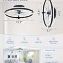 ZMISHIBO Ceiling Fans with Lights and Remote, 19.7'' Low Profile Ceiling Fan, 3000-6000K Dimmable Modern Flush Mount LED Fan Light, 6 Wind Speeds, Black Fandelier Ceiling Fans for Bedroom