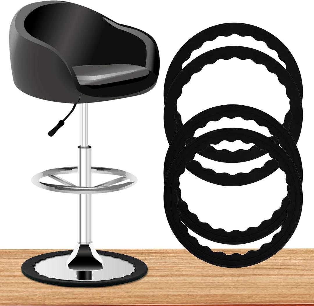 4pcs Bar Stool Leg Protectors Ring for 16.5" to 18.5" Round Base, Anti-Slip Bar Stool Silicone Cover No Noise & Scratches Chair Footrest Bottom Pads for Wooden Floor