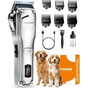 oneisall Dog Clippers for Grooming Thick Hair,Low Noise Dogs Grooming Kit with Detachable Stainless Steel Blade,Dog Shaver for Thick/Matted/Knotted/Fine/Wave/Curly Hair,PC18