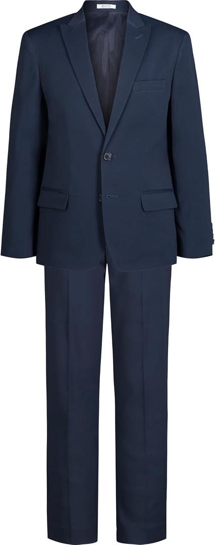 Calvin Klein Boys' 2-piece Formal Suit Set, Single Breasted Jacket & Straight Leg Dress Pants (Blue)
