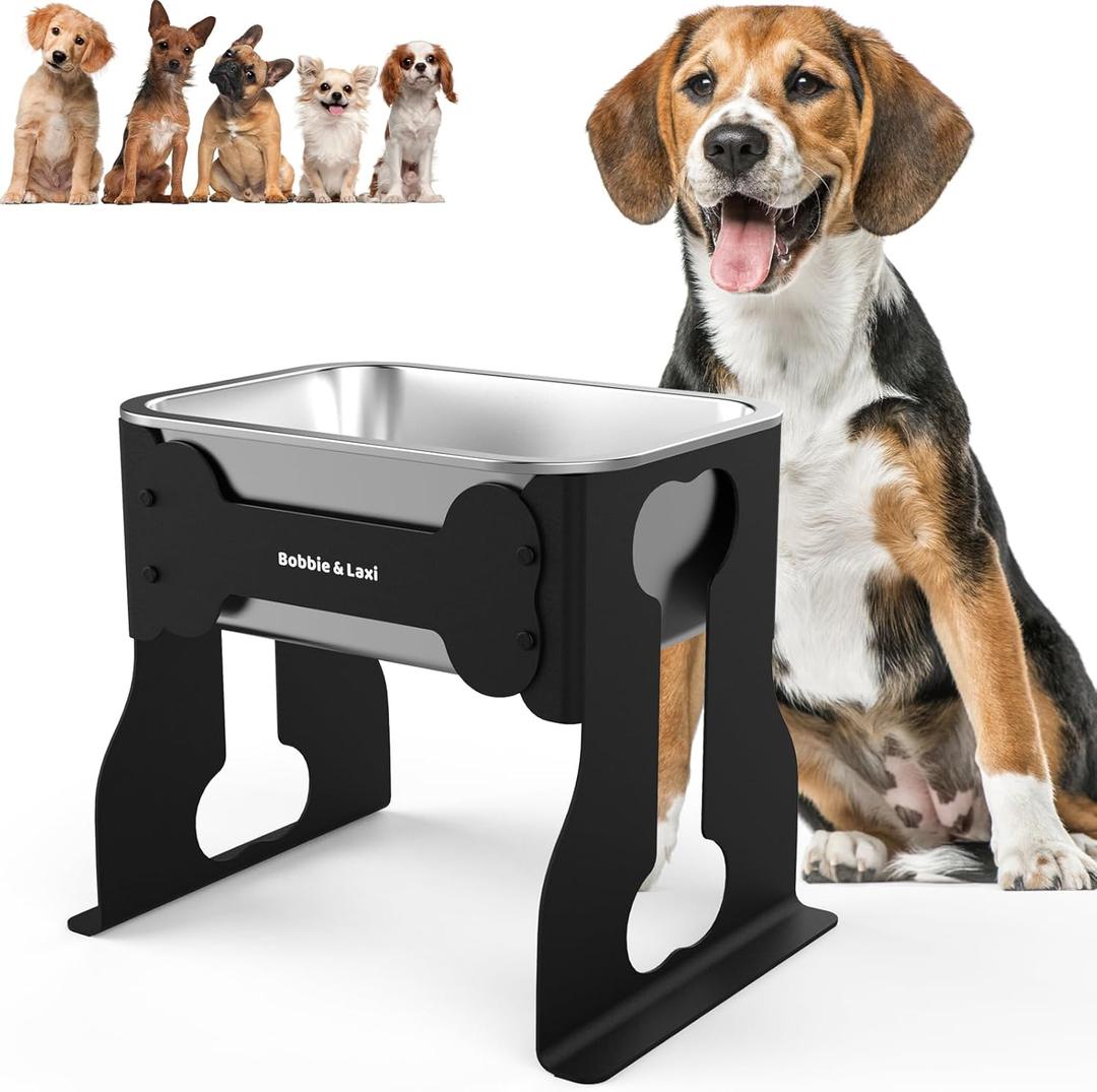 0.85 Gallon Elevated Small Water Bowl, 10" Raised Dog Bowl with Stand for Medium Breed, Full Metal for Joint Pressure Relief, Easy Clean for Indoor Outdoor