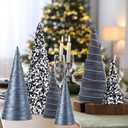 6 Pcs 12" 10" 6" Christmas Cone Tree Decoration Christmas Glitter Table Tree Farmhouse Tree Tiered Tray Ornament Xmas Tree for Home Holiday Entryway Tabletop Tree Centerpiece Decor (Black and Gray)