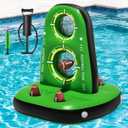 Inflatable Pool Football Toss Games, Water Football Target with 4 Balls & 2 Pumps, Stable Base & Dual Net Design, Outdoor Pool Toys for Kids & Adults