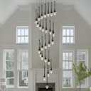 H138''Modern Crystal Chandelier for High Ceiling, Large Spiral Crystal Chandeliers, Luxury Raindrop Foyer Chandeliers, Hanging Pendants Lighting for Entryway, Staircase, Hallways, Living Room (26-Lights)