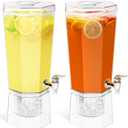2 x Lifewit 1.6 Gallon Drink Dispenser for Parties 2 Pcs, 6L Plastic Beverage Container with Stand for Juice/Tea/Soda & Lemonade, Clear Water Pitcher with Spigot for Mimosa Bar Hosting 39 x 16 cm/15x6"