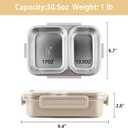 Stainless Steel Lunch Box with 2 Compartments, Leakproof, 30.5 oz Food Storage Containers, Bento Box for Adults,Men,Women(Beige)