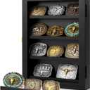 3" Belt Buckle Display Case 1612 Black Shadow Box with Glass Door Wall-Mounted Belt Buckle Holder & Display Frame for Collectibles Home Dcor Picture Frame (For belt buckles under 3" in height only)