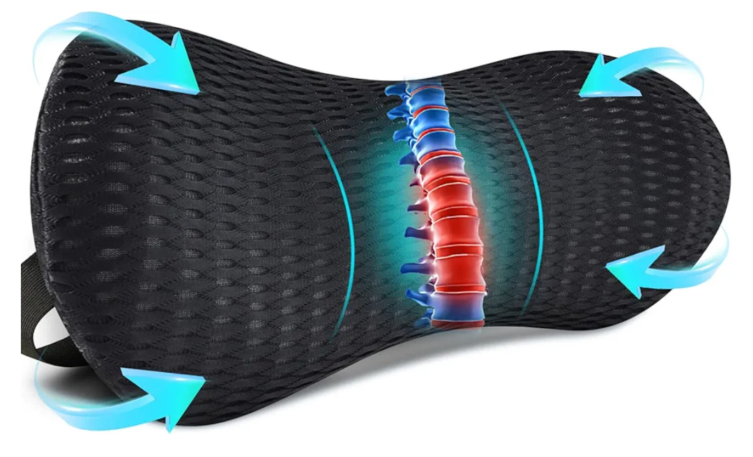 Niceeday Lower Back Support Cushion Lumbar Support Pillow for Office Chair, Memory Foam Lumbar Pillow for Lower Back Pain Relief Car Seat,Black