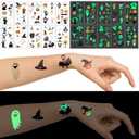 Pack of 3 Luminous Halloween Temporary Tattoos for Kids Halloween Party Favors, 10 Sheets Glow in The Dark Halloween Decorations Tattoos for Kids, 100 Styles Glow Tattoos Stickers for Goodie Bag Fillers