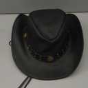 Leather Cowboy Hat for Men Women Western Australian Outback Hat with Shapeable Wide Brim, Aussie Style Leather Hat (Small, Black)