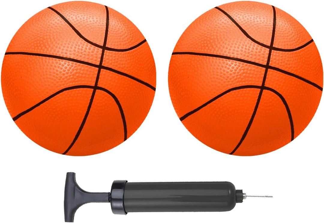 ABAJI Mini Basketballs Orange 2 PCS 5" Set with Random Color Pump Needle Durable Material for Mini Hoop Toddlers Kids Teenagers for Pool Indoors Outdoors