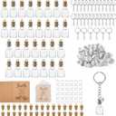 30 Sets Christian Gifts Mustard Seed Keychain Includes 30 Pcs DIY Craft Mini Glass Bottles with Cork Faith Charms Christian Cards Religious Inspirational Gift for Women Men, Without Seed(Classic)