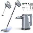 FEPPO Steam Mop with Detachable Handheld Steam Cleaner for Home and Floor Cleaning, 10-in-1 Multi-purpose Attachments & 2 Pads, Powerful Steamer for Floors, Hardwood, Tiles, Grout, Windows, Kitchen, Bath (Grey)