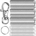 LEOBRO 240PCS Lobster Claw Clasps and Key Rings, Keychain Making Kit, 120PCS Keychain Clips and 120PCS Key Chain Ring, for Keychains, Lanyard, Jewelry Making, Art Crafts, Silver