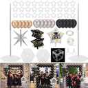 Seenelling 7.87 ft Balloon Stand Arch Kit with 244 Pcs Graduation Balloon 2026 Party Photo Props Prom Arch Kit Black and Silver Backdrop for Celebrations Prom Send off Graduation Party Decoration